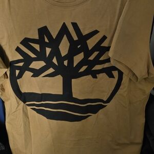 Timberland Mustard Yellow Tee with Black Tree Graphic
